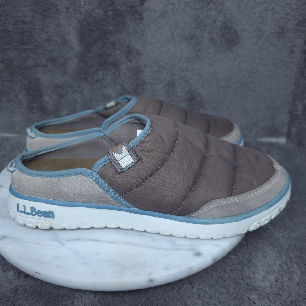 L.L.Bean Mountain Classic Slides Womens Size 7 Brown Quilted Fleece Lined Mule